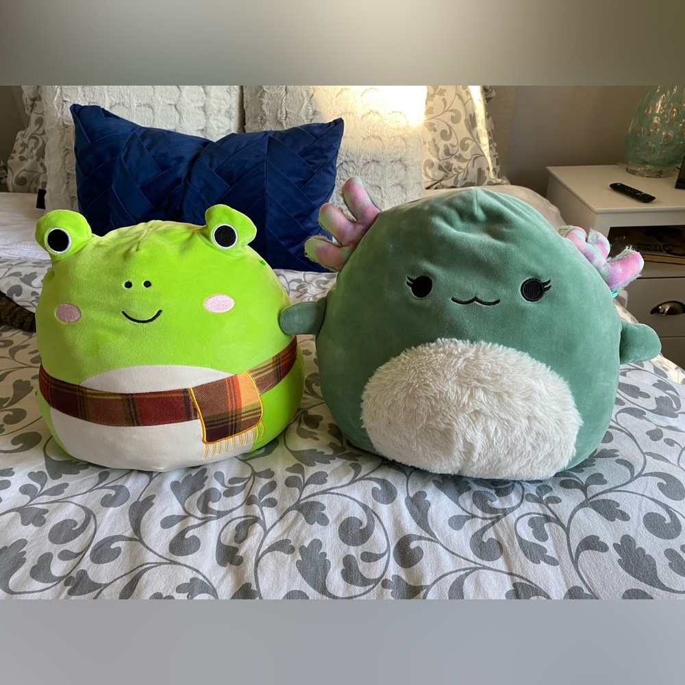 Squishmallows Green Frog and Axolotl Plush Toys